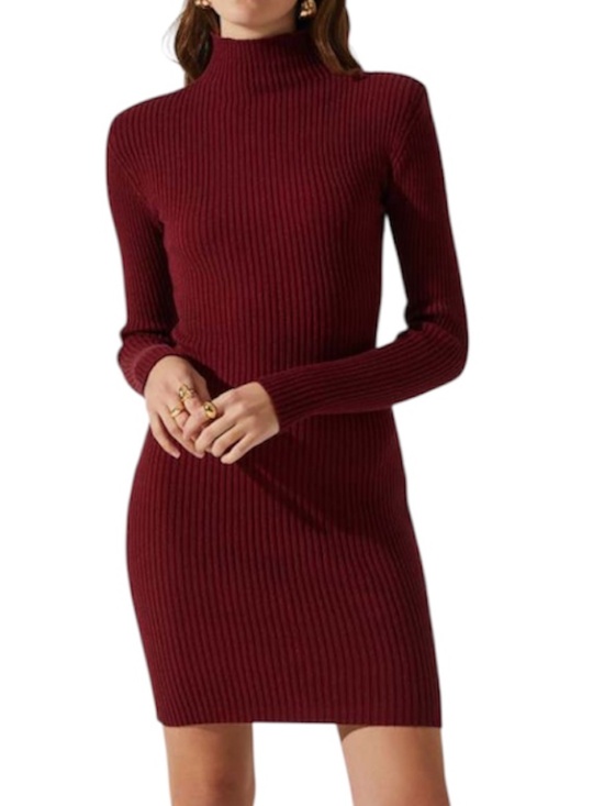 Astr Dresses & Skirts - Astr the Label "Gwendolyn" Mock Turtleneck Sweater Dress - Wine Size L